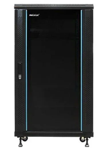 Armario Rack 19″ Phasak Pro 18U 600×600 Desmontado, ideal para servidores y telecomunicaciones, diseño compacto, resistente, fácil montaje y ventilación eficiente