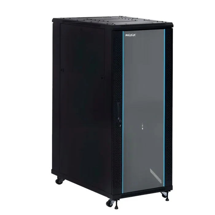 Armario Rack 19″ Phasak Pro 37U 800×1000 – Estructura desmontable, puerta de vidrio templado, ventilación, regleta eléctrica, bandejas y ruedas incluidas PHO 8142