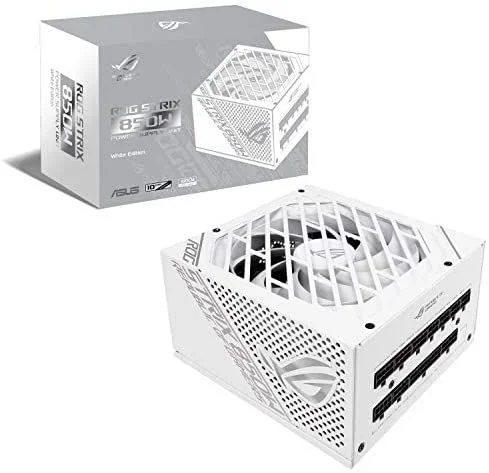 ASUS Fuente de alimentación 850 W Gold (disipadores ROG, Axial-Tech, Doble rodamientos de Bolas, tecnología 0dB, 80 Plus Gold, Full Modular), Blanco, ROG Strix