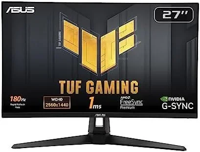 ASUS Monitor de juegos TUF Gaming VG27AQ3A 27″ (QHD , 180Hz, Fast IPS, ELMB Sync, 1ms (GTG), Freesync Premium, compatible con G-Sync, Overdrive Variable, 130% sRGB)