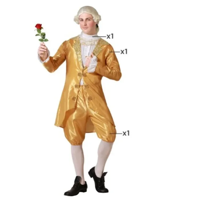 Atosa | Disfraz de Cortesano Dorado para Hombre | Elegancia Histórica y Estilo Real | Traje con Chaqueta, Camisa y Pantalón | Inspirado en la Moda de Época | Ideal para Carnaval y Eventos | XS-S