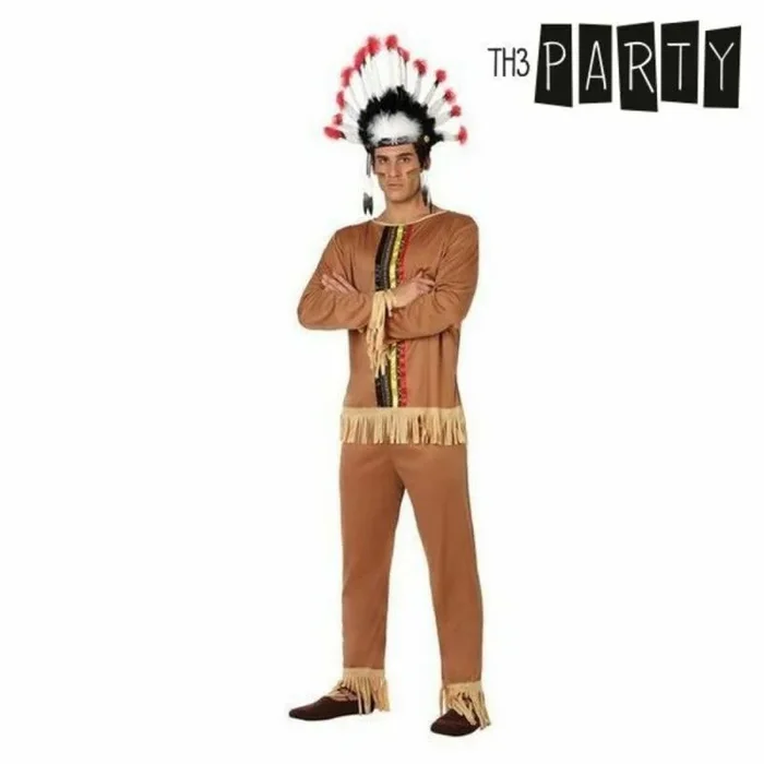 Atosa | Disfraz Indio Hombre Adulto Marrón Claro | Traje de Inspiración Étnica | Incluye Camiseta y Pantalón | Ideal para Carnaval, Fiestas y Halloween | Material Duradero y Diseño Cómodo | XS-S
