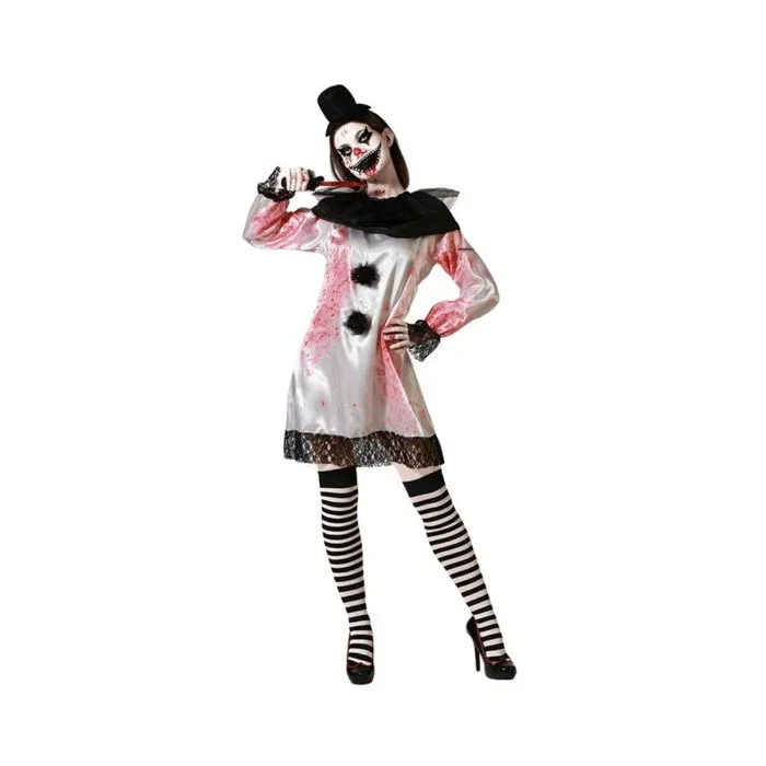 Atosa disfraz payasa halloween vestido blanco mujer adulto XS