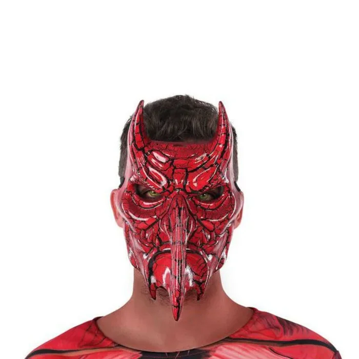 ATOSA máscara demonio rojo con cuernos en pvc rígido para halloween