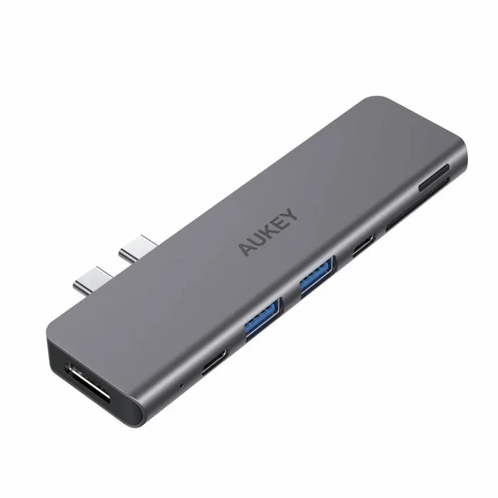 AUKEY CB-C76 base para portátil y replicador de puertos USB 2.0 Type-C Gris