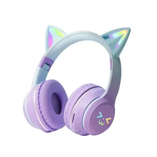 Auricular Bluetooth Bt612 Led Cat Ear Plegable De Un Solo Sonido Con Micrófono (Púrpura)