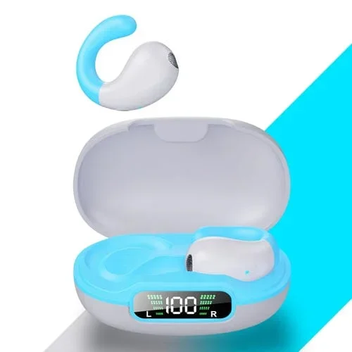 Auricular Bluetooth Inalámbrico Con Clip Y Compartimento De Carga Digital (Blanco Azul)
