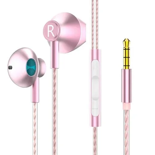 Auricular cableado Ts5000 subwoofer de metal 3.5mm (Rosa)