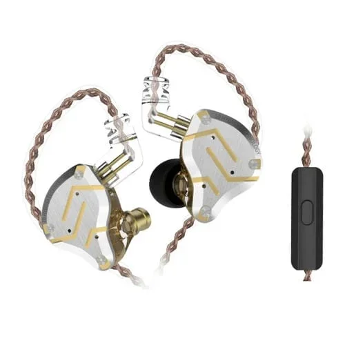 Auricular In-Ear Kz Zs10 Pro 10-Unit Unit Ring Iron Gaming con Mic (Glare Gold)