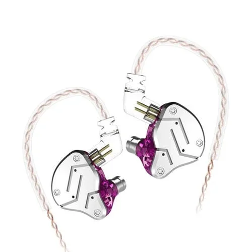 Auricular In-Ear Kz Zsn Circle Iron Quad-Core Wired Control Mega Bass Hifi Sin Micrófono (Púrpura)