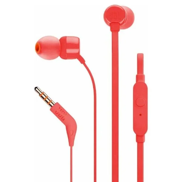 Auricular jbl tune t160 red microfono integrado jack 3.5mm sonido pure bass color rojo