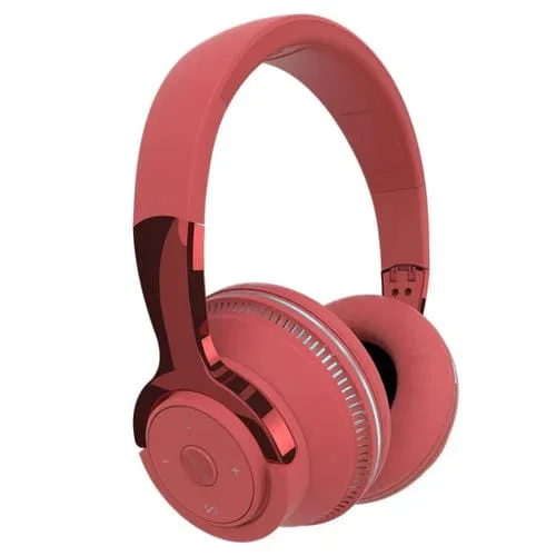 Auriculares Bluetooth H2 Subwoofer Tarjeta Retráctil Plegable Colorido Luminoso (Rojo)