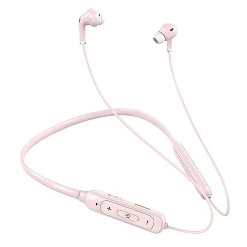 Auriculares Bluetooth M60 8D Montados en el Cuello Sonido Envolvente 5.1 Soporte Tarjeta TF (Rosa)