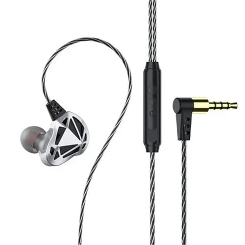Auriculares con cable Qkz Ak7 Graves Pesados Estéreo Hifi Deportivos Internos 3,5 mm (Plateado)