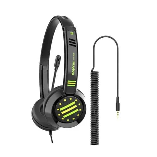 Auriculares con Cable y Micrófono Danyin DT326 para Niños con Computadora de Escritorio, Cable 1.8 m, Estilo Bandera de Estrella (Negro)