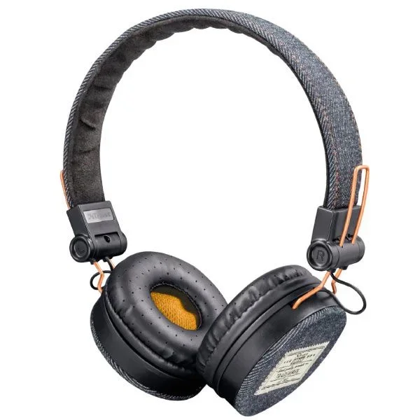 Auriculares diadema trust urban revolt fyber – microfono integrado – mando para responder llamadas / controlar reproduccion – jean con naranja 22643
