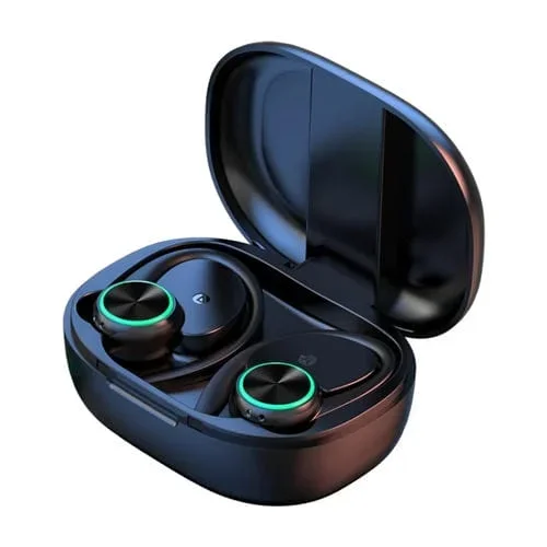 Auriculares Estéreo R201 con Contenedor de Carga, Pantalla Digital y Bluetooth (Negro)