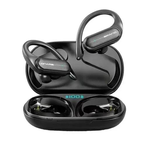 Auriculares Inalámbricos Bluetooth TWS Con Pantalla Led Impermeables Deportes Montados En La Oreja (Negro)