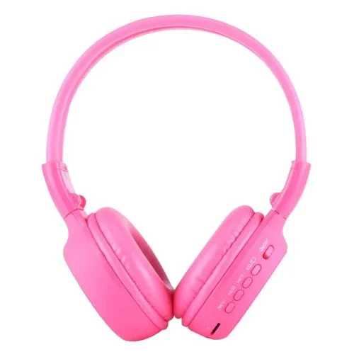 Auriculares inalámbricos Hifi Estéreo con diadema Bs-N65 pantalla LCD ranura TF luz LED función FM (Magenta)