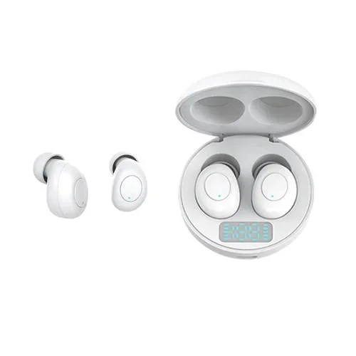 Auriculares inalámbricos J1 Tws con Pantalla Digital Bluetooth V5.0 con Caja de Carga Led (Blanco)
