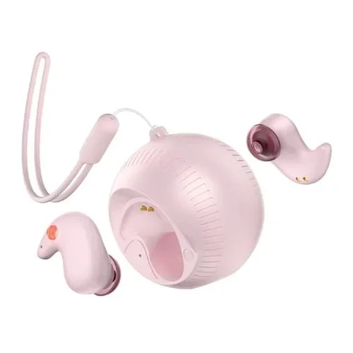 Auriculares Intrauditivos Bluetooth Estéreo Bola De Coco Compartimento De Carga (Rosa)