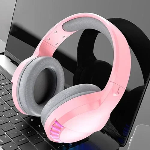 Auriculares para Juegos Sh33 RGB Modo Dual con Cable y Bluetooth Reducción de Ruido Graves Pesados para Teléfono Móvil (Rosa)