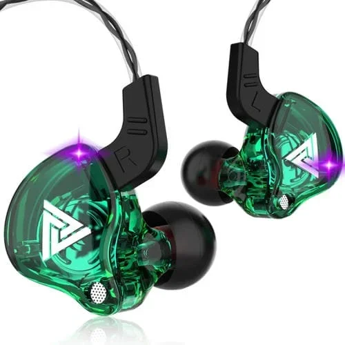Auriculares Qkz Ak6 Deportes Subwoofer En El Oído Cable 1,2 M (Verde)