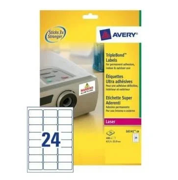 Avery L6141-20 etiqueta de impresora Blanco Etiqueta para impresora autoadhesiva