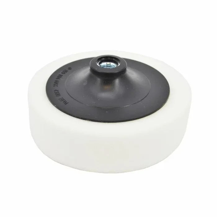 AWTOOLS, Disco pulidor 125 mm, esponja blanca M14, dura, herramienta de pulido, ideal para metal, plástico y madera, para desbaste y acabados de alta precisión, restauración y mantenimiento, color blanco.