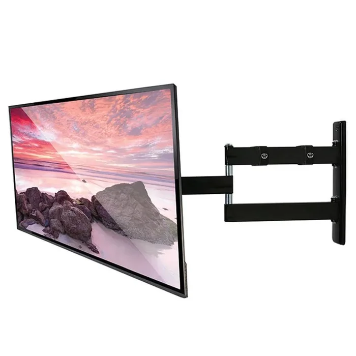 B-Tech BT7513/PB – Soporte de Pared Fijo con Doble Brazo, 3 Puntos giratorios, Apto para Pantallas pequeñas de hasta 15 kg, Sistema de nivelación de Pared (VESA 100), Color Negro Piano