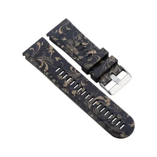 Band de Reloj silicona para Garmin Fenix 5X (26mm) Fenix3 Fenix3 Hr (Flores de Oro Negro)
