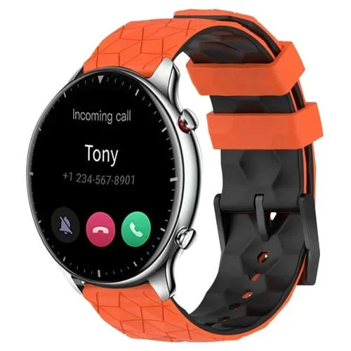 Banda de Reloj Amazfit GTR 2 22mm silicona textura de fútbol dos colores (Naranja + Negro)