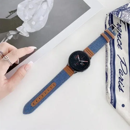 Banda de Reloj Cuero Mezclilla 22mm (Azul Claro)
