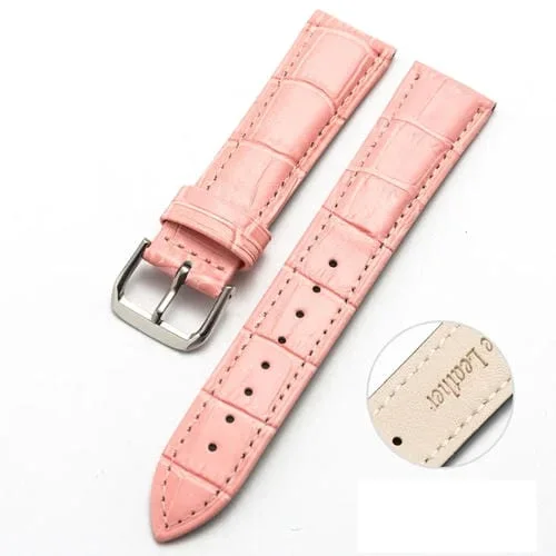 Banda de Reloj de Cuero de Vaca de Dos Capas 24mm (Rosa)