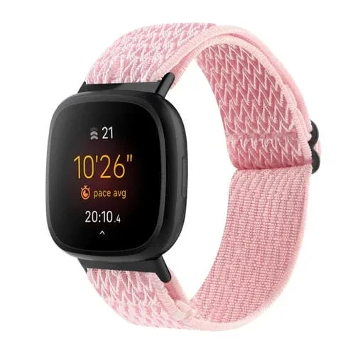 Banda de Reloj de Nylon para Fitbit Versa 4 y Sense 2 Onda Universal (Rosa)