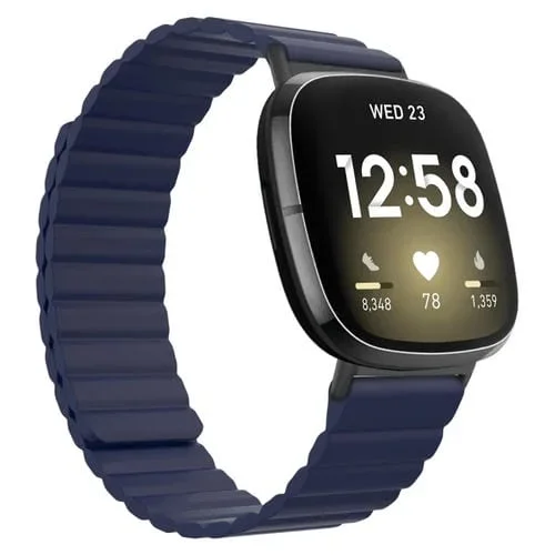 Banda de Reloj de Silicona Magnética para Fitbit Versa 3 y Sense (Azul)
