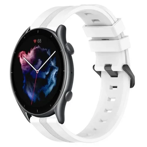 Banda de Reloj de Silicona para Amazfit GTR 3 22mm con Rayas Cóncavas (Blanco)