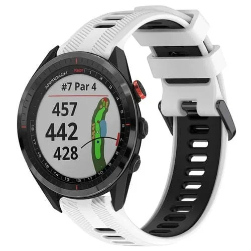 Banda de Reloj de Silicona para Garmin Approach S62 Sports Dos Colores (Blanco + Negro)