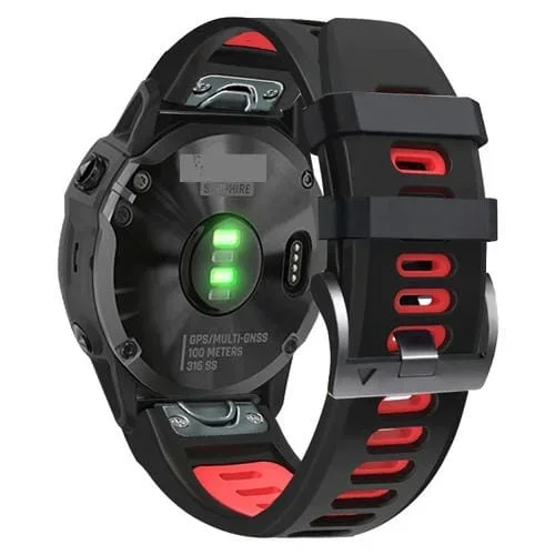 Banda de Reloj de Silicona para Garmin Enduro 2 Sports (Negro + Rojo)