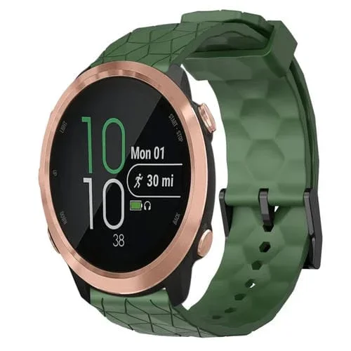 Banda de Reloj de Silicona para Garmin Forerunner 645 Music 20mm Patrón de Fútbol (Verde Militar)