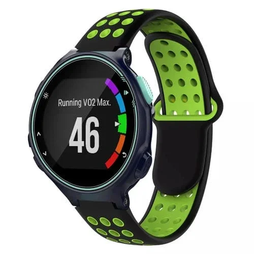 Banda de Reloj de Silicona para Garmin Forerunner 735 / 735Xt Transpirable Perforada (Negro + Verde)