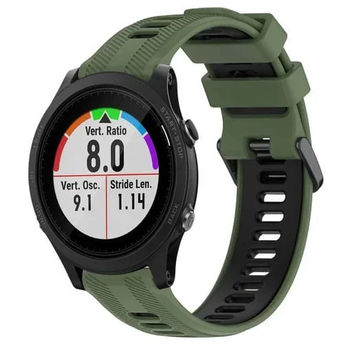 Banda de Reloj de Silicona para Garmin Forerunner 935 Sports Dos Colores (Verde Militar + Negro)