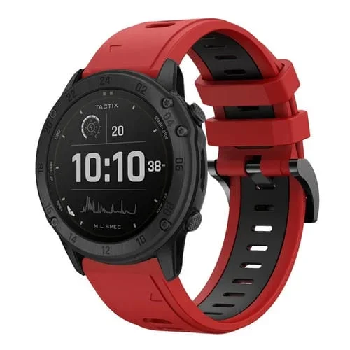 Banda de Reloj de Silicona para Garmin Tactix Delta 26mm Deportiva Dos Colores (Rojo + Negro)