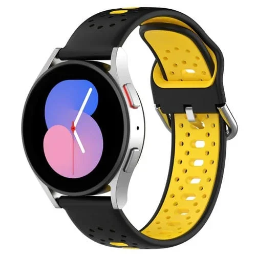 Banda de Reloj de Silicona para Honor Watch Es 20mm Dos Colores Transpirable (Negro + Amarillo)