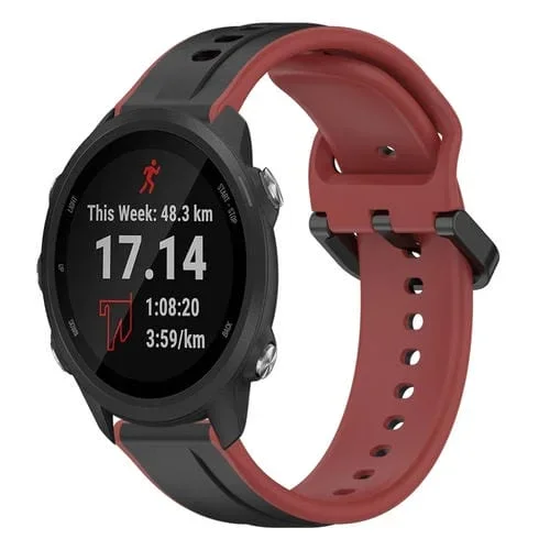 Banda de Reloj Garmin Forerunner 245 Music Silicona Dos Colores Bucle Convexo 20mm (Negro + Rojo)