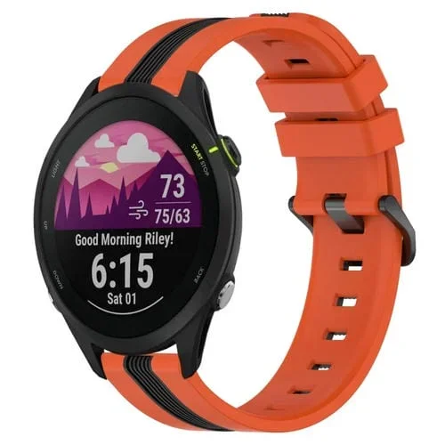 Banda de Reloj Garmin Forerunner 255 Music 22mm Silicona Dos Colores (Naranja + Negro)