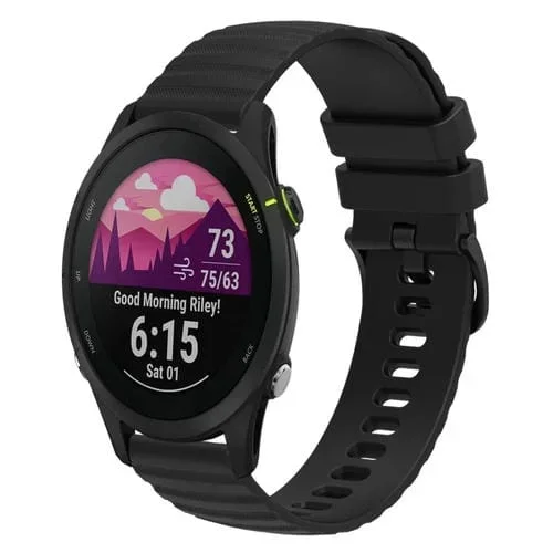 Banda de Reloj Garmin Forerunner 255S Music 18mm Silicona Puntos Ondulados (Negro)