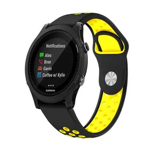 Banda de Reloj Garmin Forerunner 935 22mm Silicona Transpirable (Negro + Amarillo)