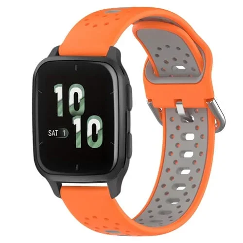 Banda de Reloj Garmin Forerunner Sq2 20mm Silicona Transpirable Dos Colores (Naranja + Gris)