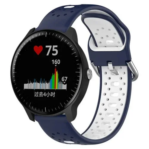 Banda de Reloj Garmin Vivoactive3 Music 20mm silicona transpirable dos colores (Azul Medianoche + Blanco)